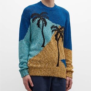 Scotch & Soda Men's Melange Palm Artwork Sweater Designer Luxury Knit Size M